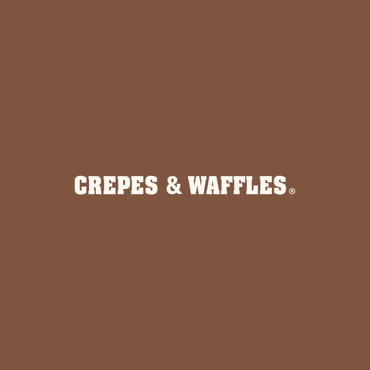 Logo de Crepes & Waffles centrado sobre fondo café